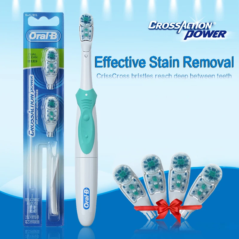 Электрическая зубная щетка Oral B с мягкой щетиной и крестиком сменная батарея AA 1 + 4