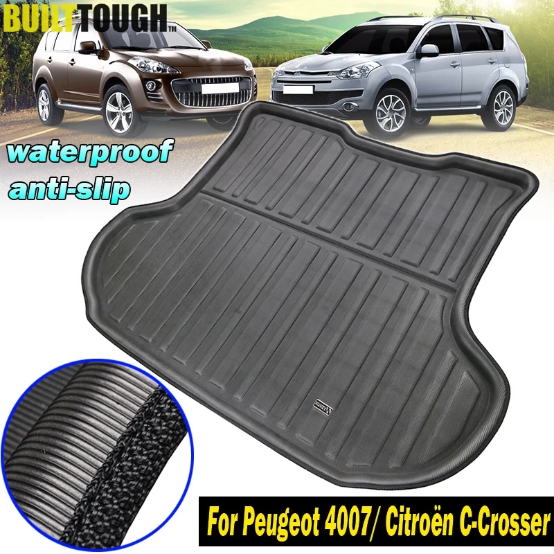 

For Citroen C-Crosser Peugeot 4007 2007 - 2012 Boot Cargo Liner Rear Trunk Mat Floor Carpet Tray Cap 2008 2009 2010 2011