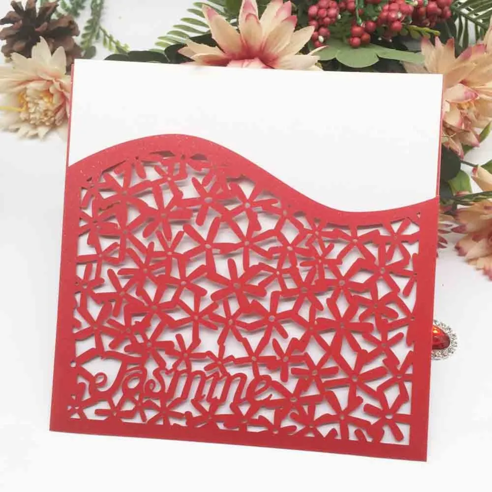 

100pcs New Design Wedding Invitations Laser Cut pocket Customizable Wedding Card Birthday Party Invitations Greeting Card