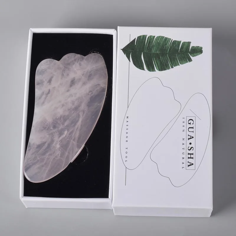 Rose quartz Инструмент для ухода за лицом массаж Gua Sha инструмент натуральный камень Китай традиционный спа иглоукалывание выскабливание Исцеление здоровье красота тело - Цвет: Rose quartz