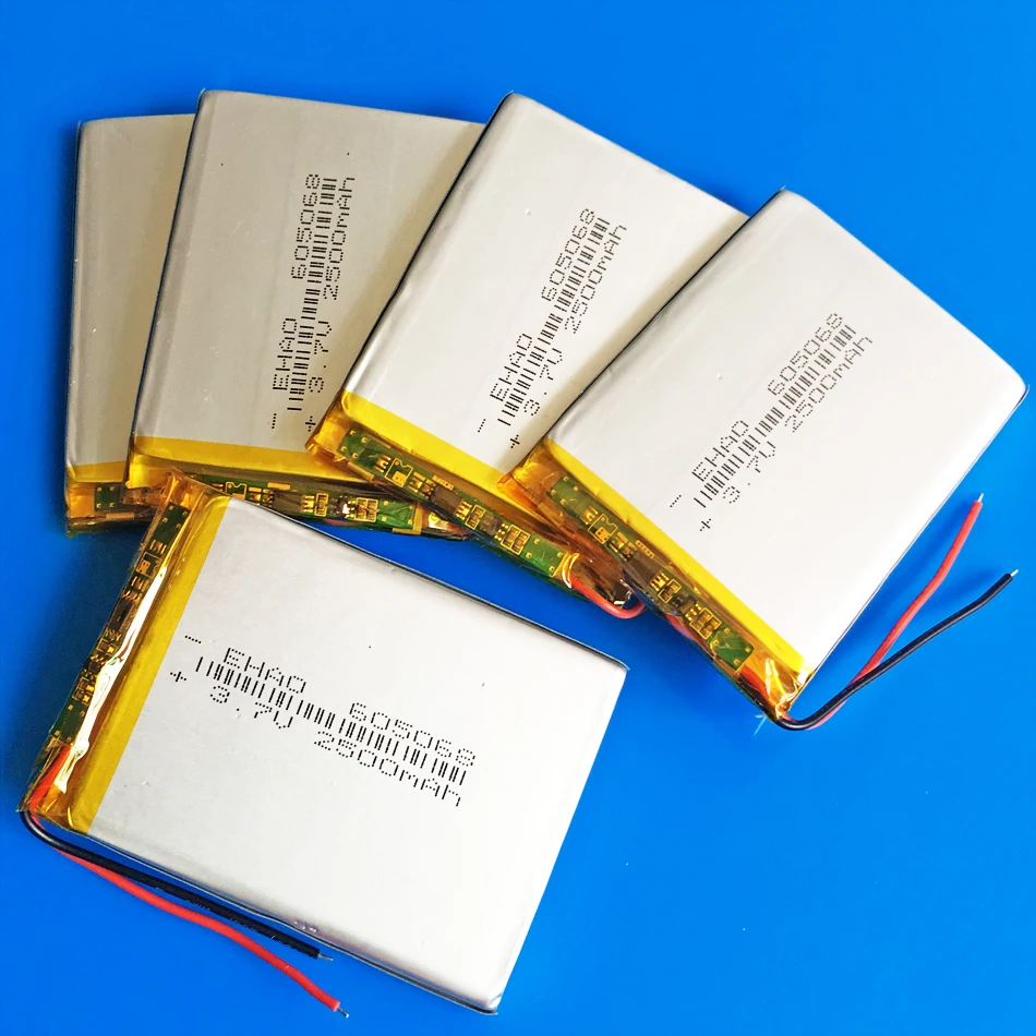 5 шт. 3 7 в 2500 мАч полимерный литий-полимерный аккумулятор 605068 для GPS DVD PAD power bank camera