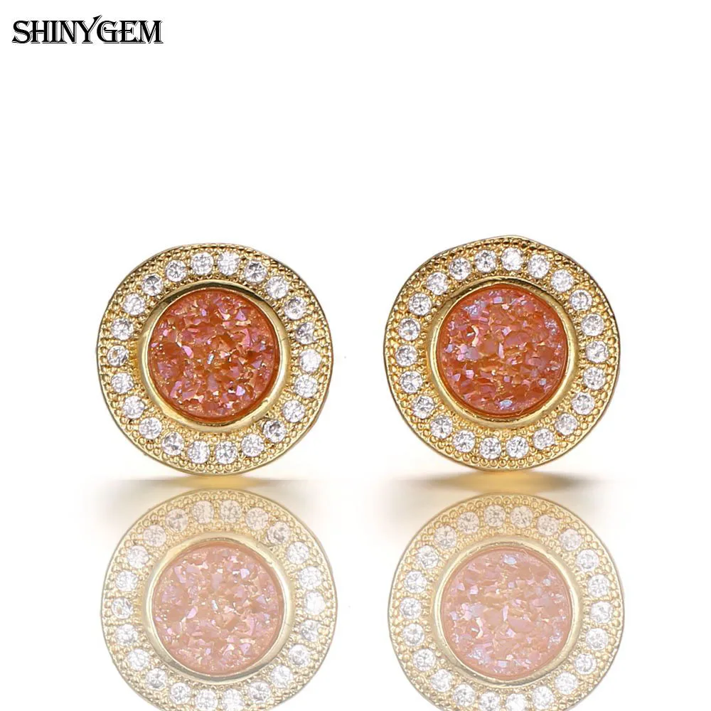 ShinyGem модные серьги с кристаллами подсолнуха натуральным камнем гвоздики золотым