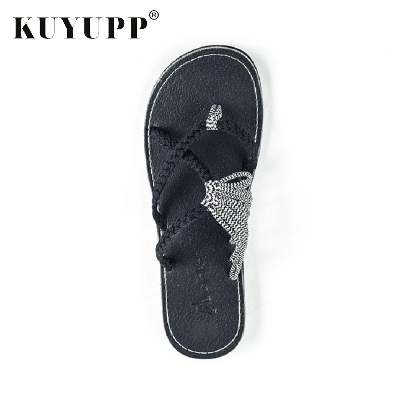KUYUPP/2018 летние женские пляжные тапочки на плоской подошве Большие размеры 10 5