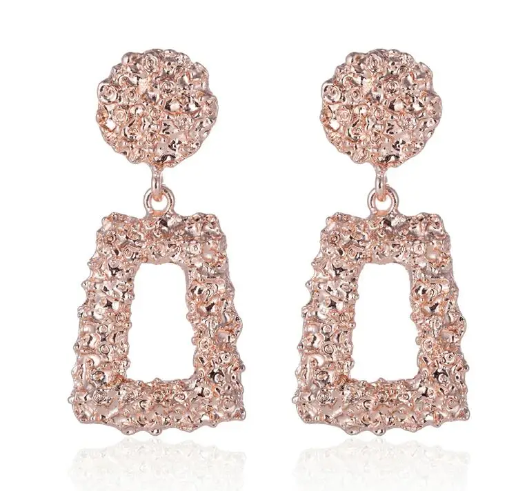 Rose Gold KMVEXO, большие Винтажные серьги для женщин, золотые, серебряные, черные, геометрические массивные серьги, металлические серьги, висячие, модные ювелирные изделия - Окраска металла: Rose Gold