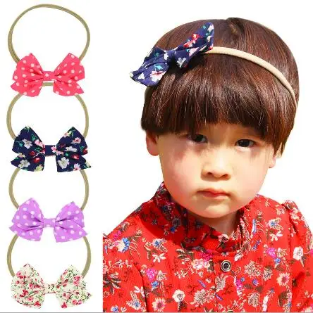 1 шт. нейлоновая повязка на голову с бантом и цветочным принтом | Детская одежда