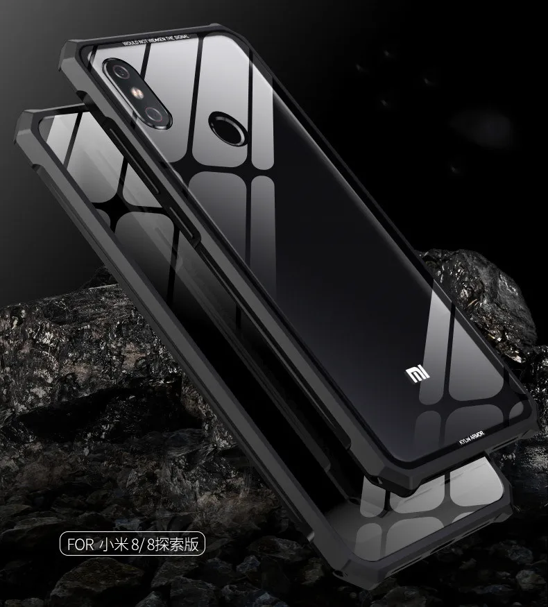 Xiaomi Mi8 pro Bumper Case Funda Mi 8 metal frame tempered glass clear Back cover for m8 |
