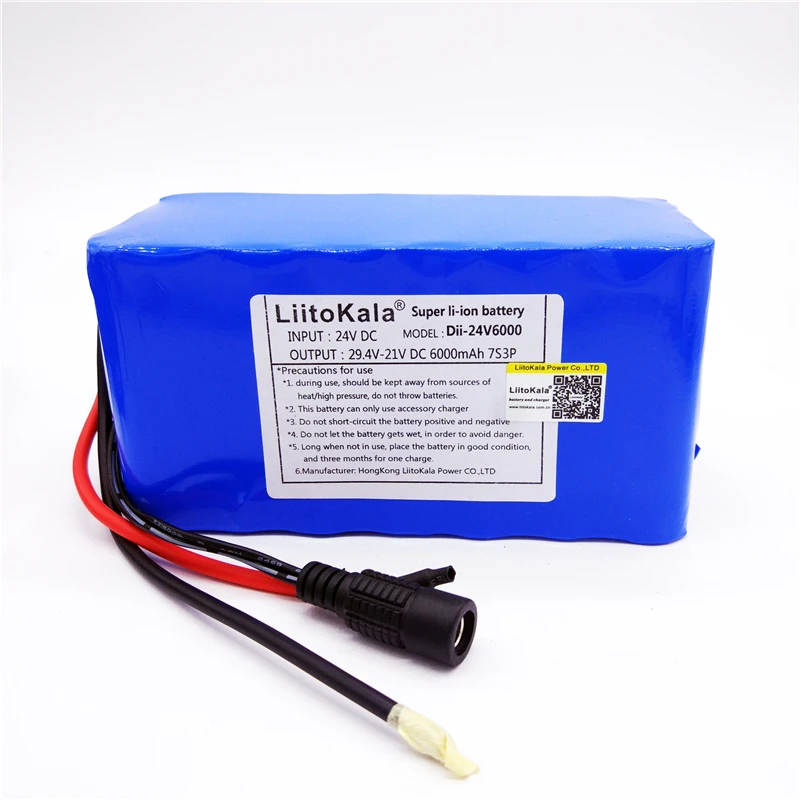 LiitoKala 24V 4ah 6ah 8ah 10ah 12ah аккумулятор 15A BMS 250w 29,4 V 10000mAh аккумулятор для инвалидных колясок электродвигатель
