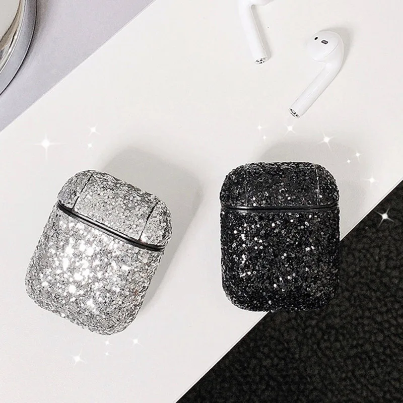 Роскошный блестящий чехол с блестками защитный для AirPods Bluetooth беспроводные