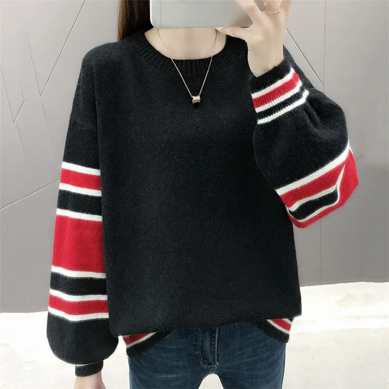Hot Winter Knitted Sweaters Women Pullover 2018 Autumn and New Korean Tops Sweater Printing Loose Knit X701 | Женская одежда