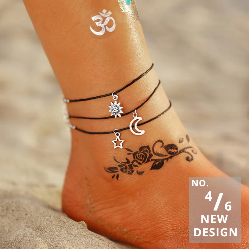 17 км BOHO Shell бусины в виде черепахи набор ножных браслетов для женщин 6 винтажный заказной пляжный ножной браслет футов богемные ювелирные изделия