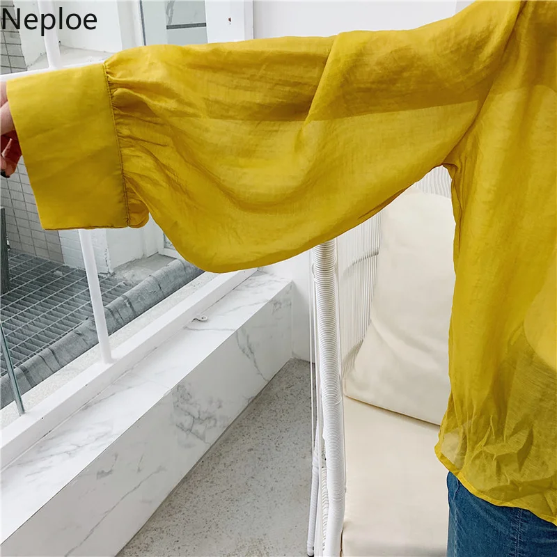 Nepole 2019 Весенняя Новая модная желтая Повседневная Свободная рубашка без застежки