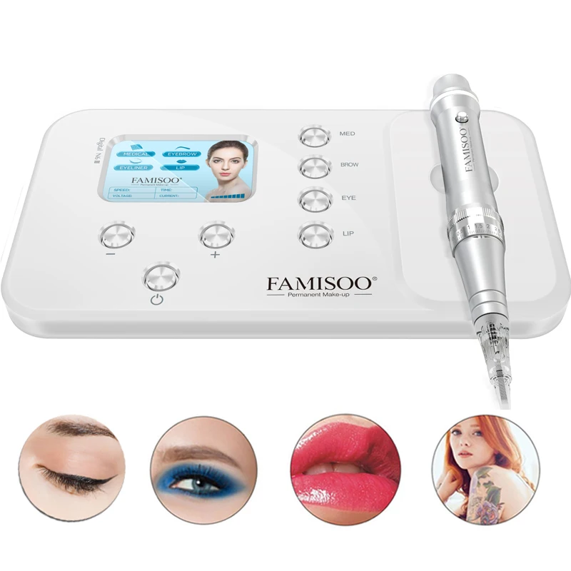

FAMISOO N6 Permanent Makeup Tattoo Machine kits Professional Digital Tattoo Machine Eyebrow Lip Pen Machine Sets Rotary MTS