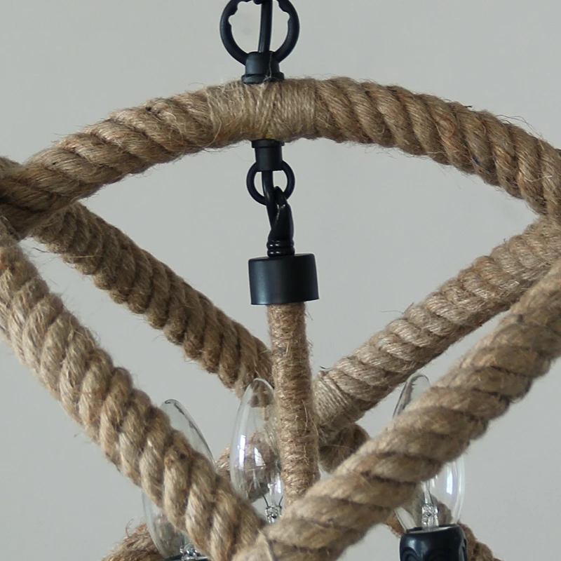 GZMJ Страна Чудес ручной вязки Винтаж подвесной светильник на пеньковом канате
