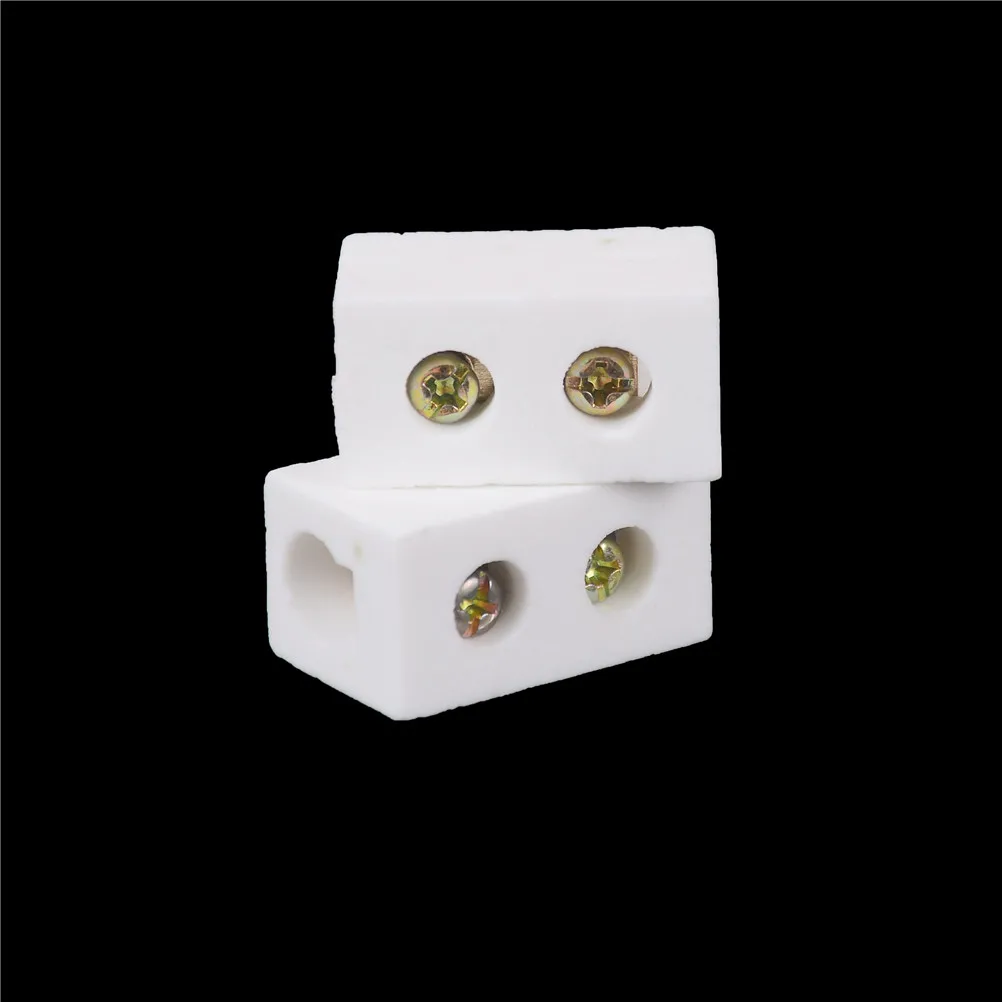 

2 Pcs New Arrival Porcelain Ceramic Terminal Blocks Ceramic Terminal Block 30A 1Way 2 Hole Connector Whosesale