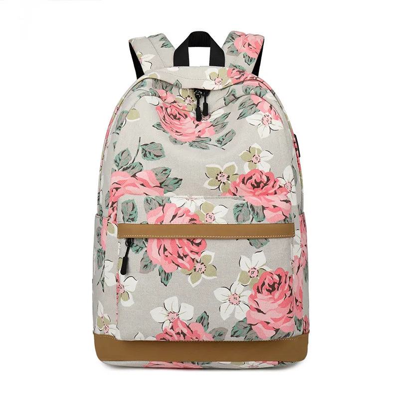 Женский рюкзак с USB-зарядкой и принтом, маленькие школьные ранцы для ноутбука, Вместительная дорожная сумка