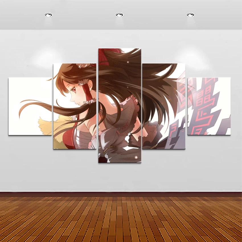 Холст Современные картины Домашний Декор 5 шт. Touhou Reimu Hakurei картина на стену