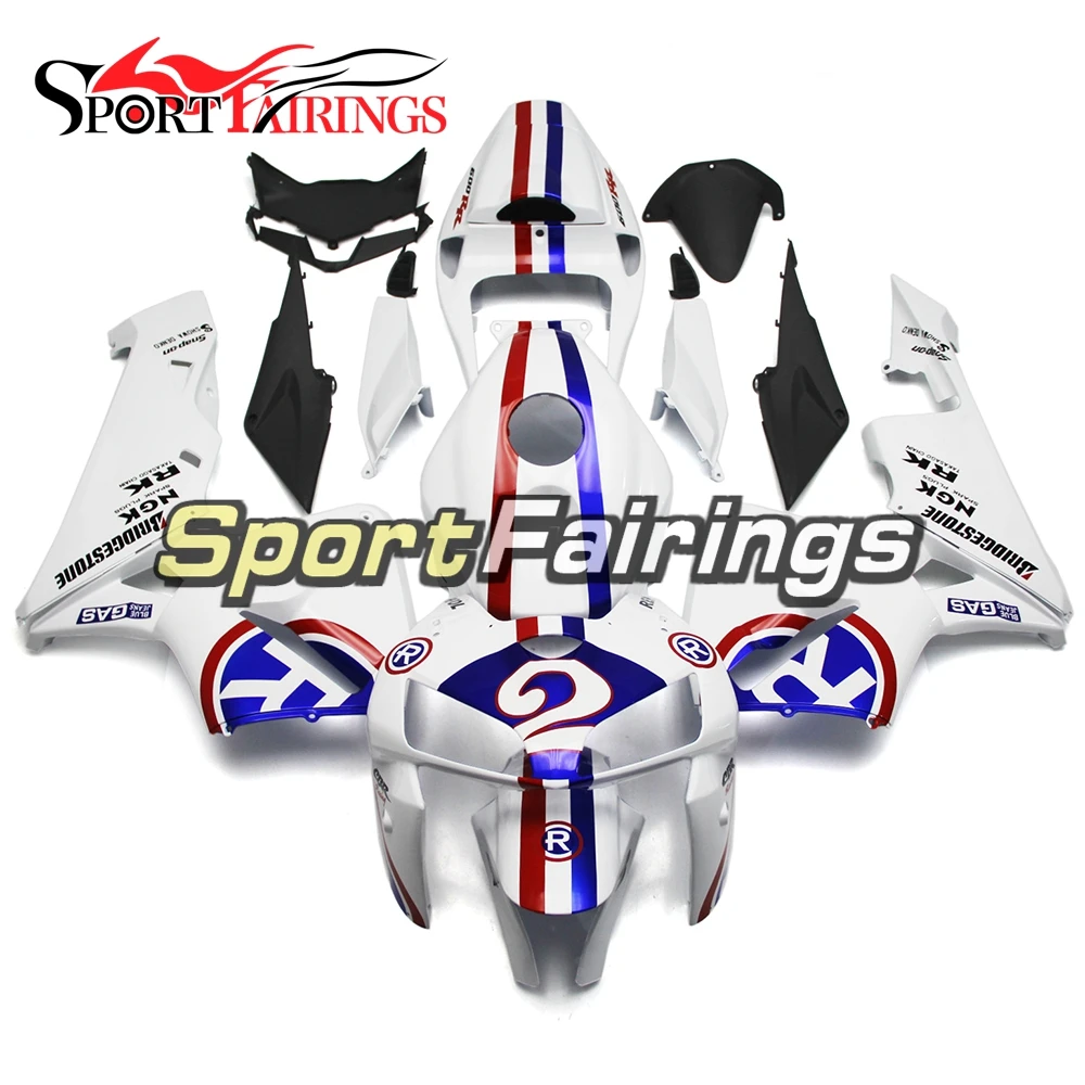 

Complete Injection ABS Plastics Fairing Kits For Honda CBR600 CBR600RR F5 2005 2006 Year 05 06 White Red Blue Stripes Cowlings