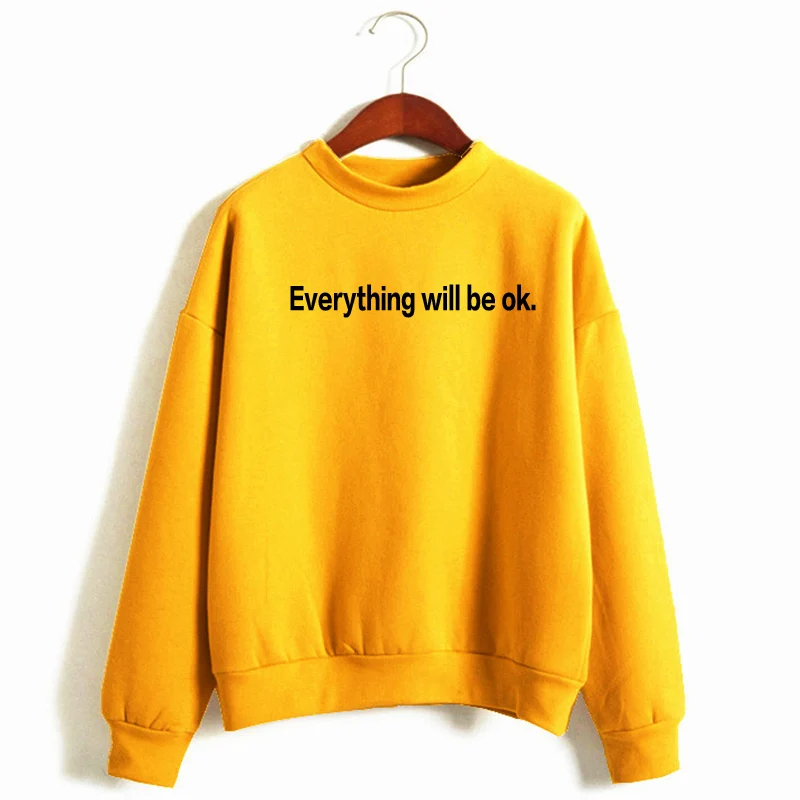 Все будет ОК Hoodie Для женщин Crewneck Ariana Grande кофты Harajuku с длинным рукавом флис теплый