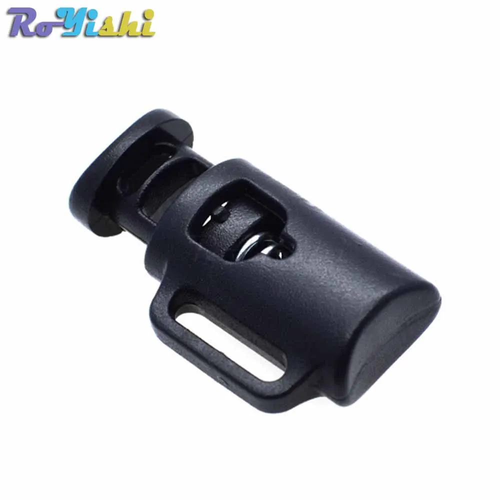 

100pcs/pack Oval Kettle Plastic Cord Locks Toggle Stopper Black Toggle Clip For Bags Size:28mm*15.5mm*9mm