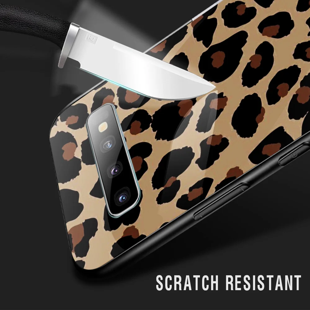 Мягкий чехол из закаленного стекла с леопардовым принтом для iPhone XS MAX XR 6 7 8 6S Plus 9 10