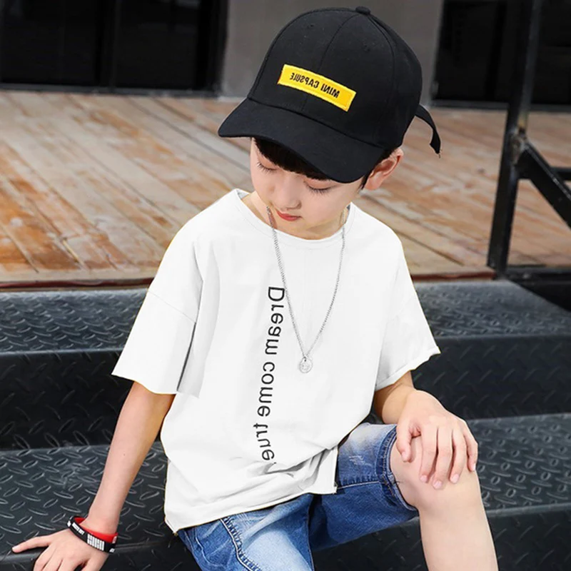 Boy T Shirts For Children Summer Cotton Kids T-shirt 2019 Casual Letter Print O-neck Tops 4-9 Years Autumn Boys Tshirts | Мать и ребенок