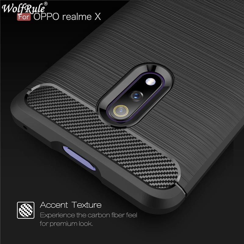 Чехол Oppo Realme X противоударный резиновый силиконовый чехол бампер из углеродного