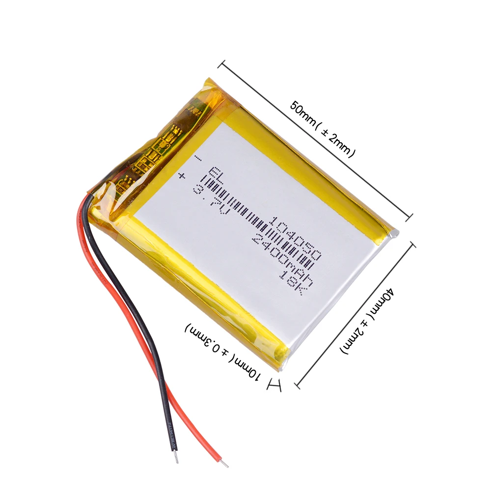 Аккумуляторная батарея 3 7 V 2400mAh Li Po 104050 литий полимерная li ion Lipo для GPS MP3 MP4 PDA