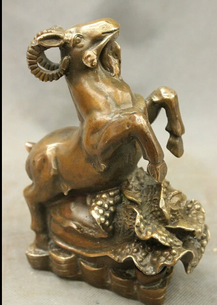 shitou 001579 Chinese Bronze Copper Cabbage Wealth Money Year Zodiac Sheep Goat Lucky Statue discount 30% (C0324) | Дом и сад