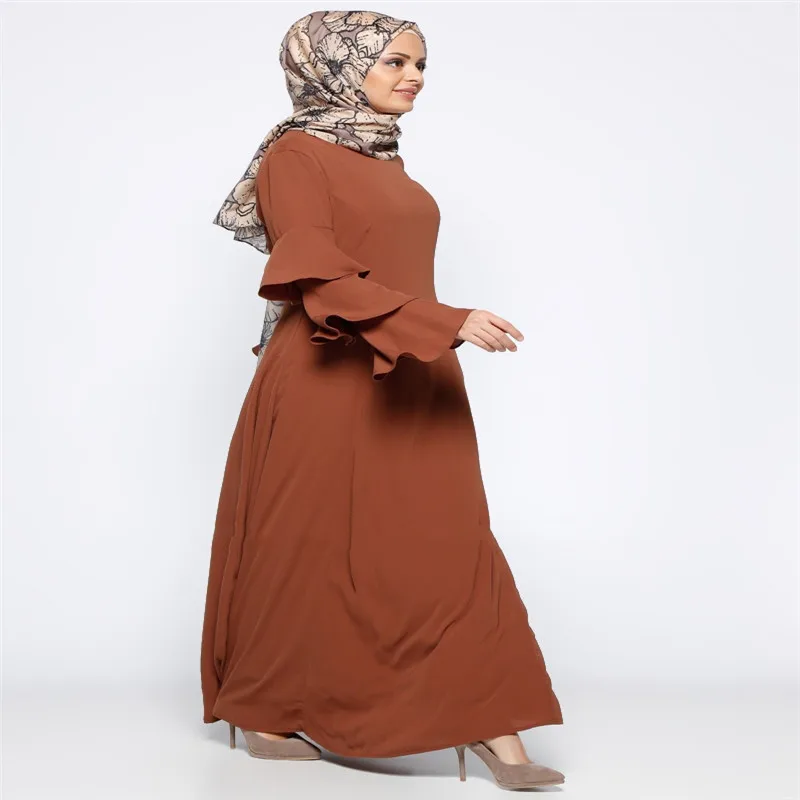 Женское платье макси с длинным рукавом Islamic Abaya Jilbab винтажное Кафтан оборками и