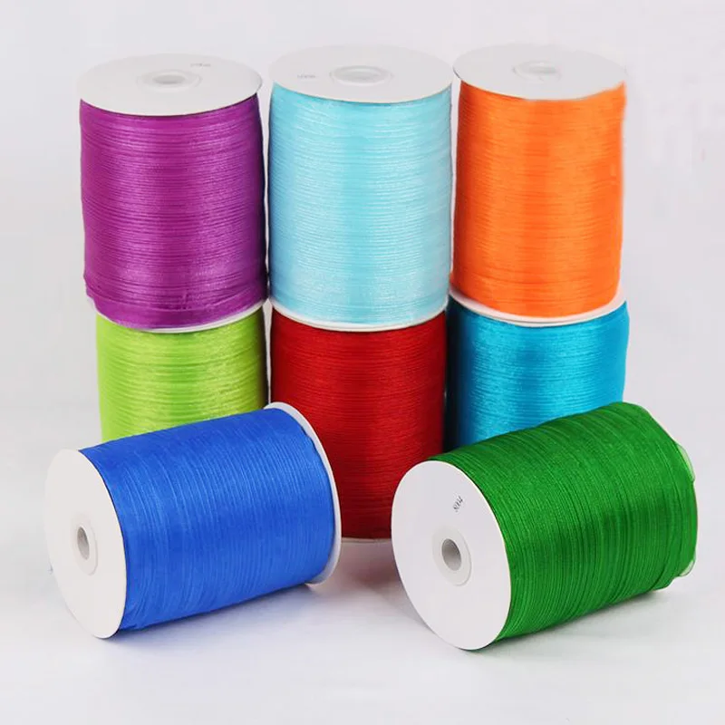 

1 roll 500yards (450meters) 3/8" 9mm Colors Organza Ribbons for Wedding Party Decoration Weaving Gift Box Packing DIY