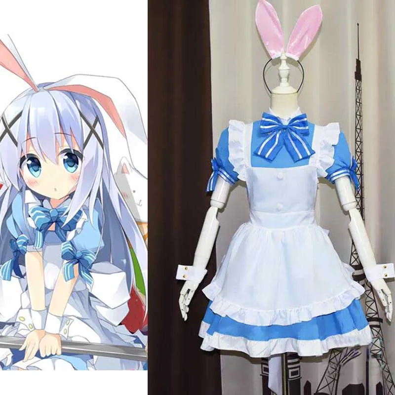 Фото Это заказ кролика? Костюм горничной кафuu Chino Косплей Desu ka Gochuumon wa Usagi Desuka Kirima Syaro на заказ №1