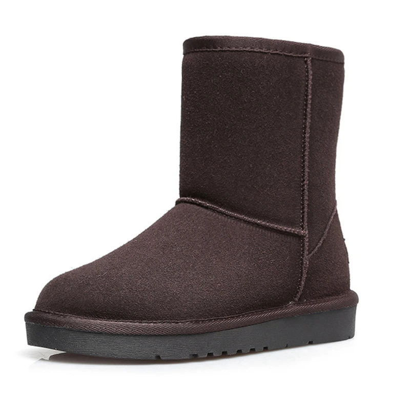 Snow Boots Women Waterproof Australia Slip On Brand 2019 New Warm Winter Suede Flat Shoes Solid Color Fur Sapatos Femininos Hot | Обувь