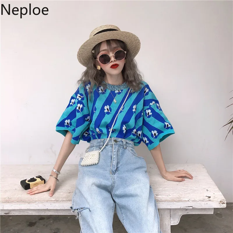 Женские трикотажные футболки Neploe Ice летние с круглым вырезом и коротким рукавом