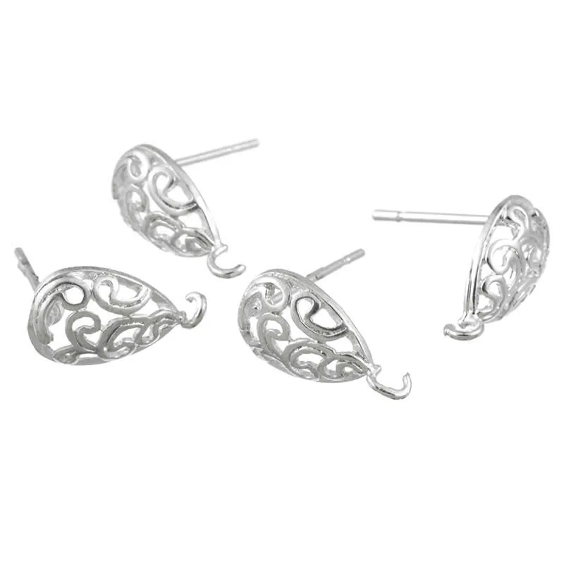 MJARTORIA 10 шт. медные фотоэлементы полые капли воды посеребренные 15x13 мм сделай сам