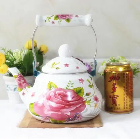 E1500ML Новинка, 1 шт., высокое качество, 1.5л, Маленький милый чайник с эмалью для воды, утолщенный, маленький, кунг-фу, чайник, газовый тип, индукционная плита, чайник - Цвет: E1500ML