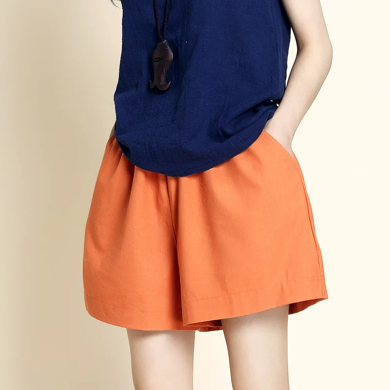 

DASSWEI Summer Women Shorts 2022 New Fashion Cotton Linen Elastic Waist Loose Wide Leg Casual Solid Shorts Plus Size Femme Hot