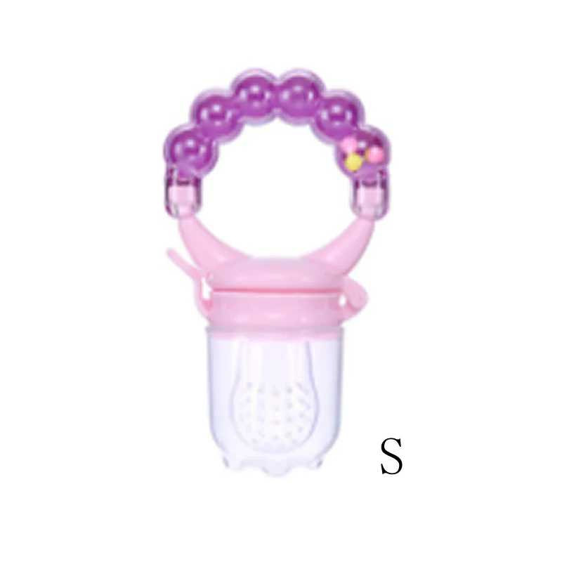 Purple ring S Соска для новорожденного, для безопасного кормления малышей, соска для фруктов, овощей, кормушка для детей, тренировочный инструмент для кормления, игрушка-колокольчик для свежего питания - Цвет: Purple ring S