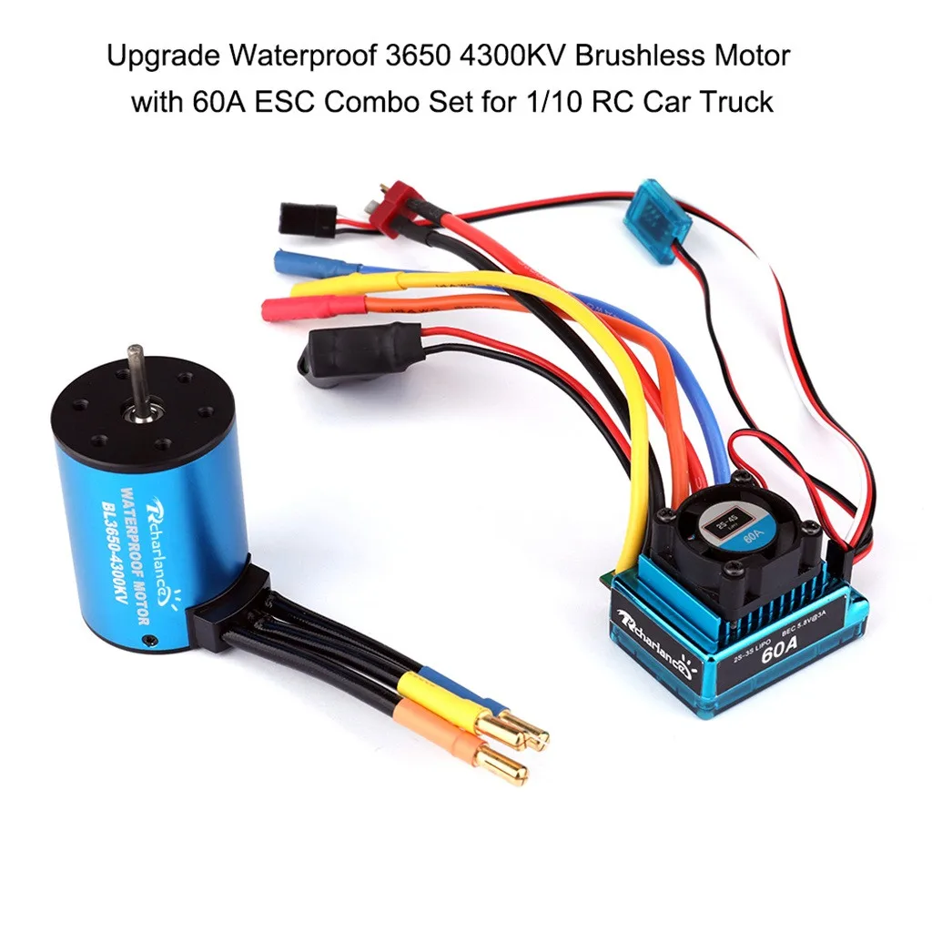 Водонепроницаемый 9T 4370KV бесщеточный мотор + 45A ESC для 1/10 RC автомобиль Лодка