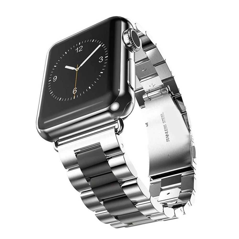 Ремешок из нержавеющей стали для Apple Watch band 44 мм 40 металлический роскошный браслет