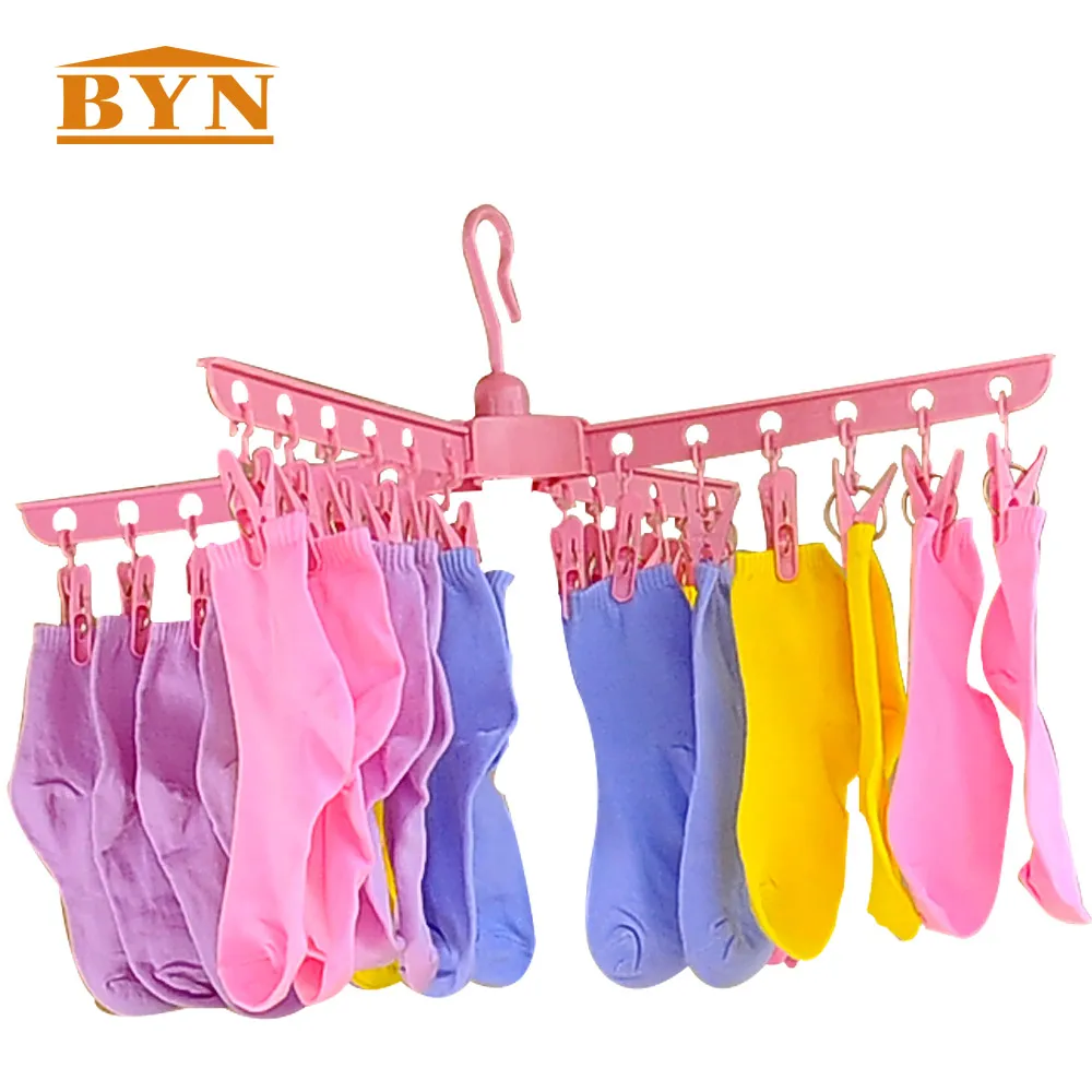 Розовая складная пластиковая вешалка для носков BYN многофункциональная нижнего