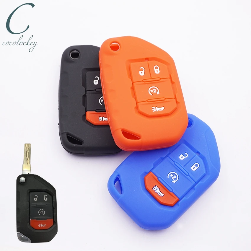 Cocolockey Чехол для автомобильного ключа jeep wrangler модель JK 2018 2019 4 кнопочный умный флип