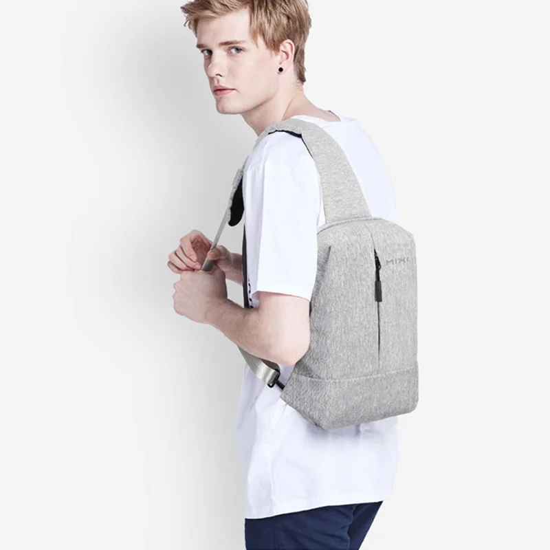 

Mixi Male USB Charging Chest Bag for Young Man Crossbody Bag for College Students Messenger Bag Fit 9.7 Inch Ipad M2078
