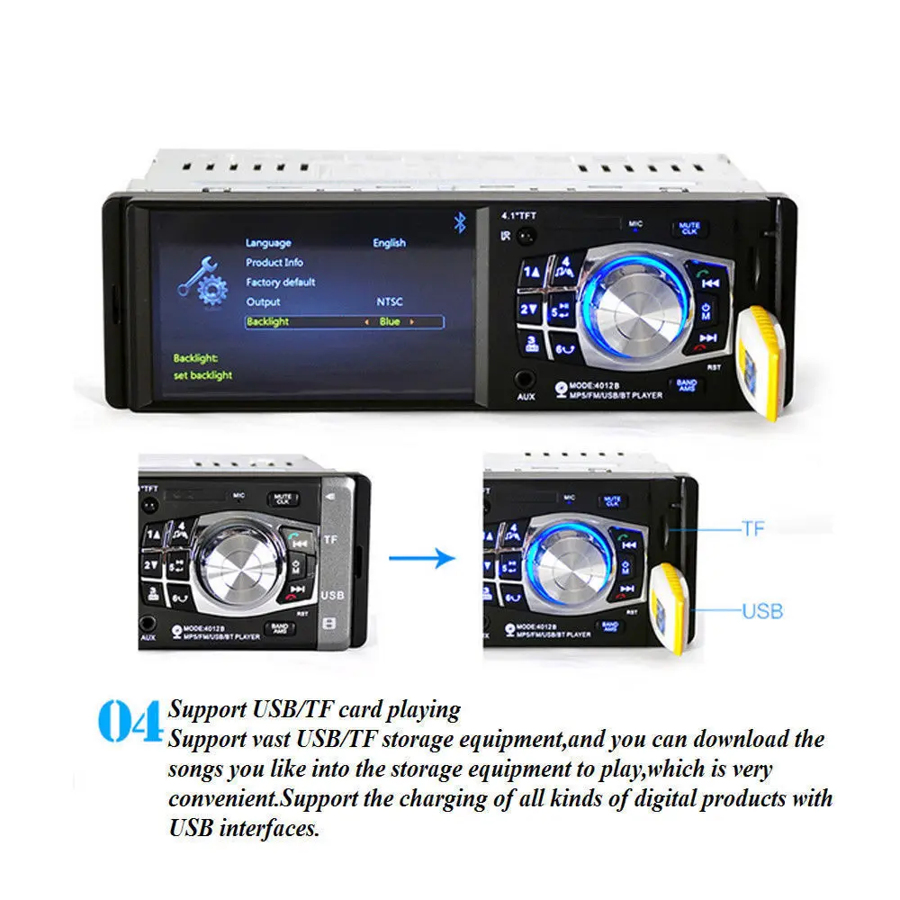 Podofo Автомагнитола стерео Bluetooth 1 din 12V " HD MP3 аудио стерео Мультимедийный плеер USB SD AUX-IN Автомагнитола 1DIN Автомагнитола