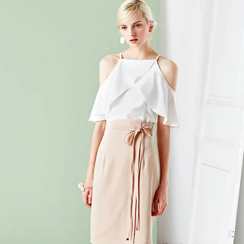 Новинка 2017 года Хит продаж Топы корректирующие Для женщин Мода оборками футболка