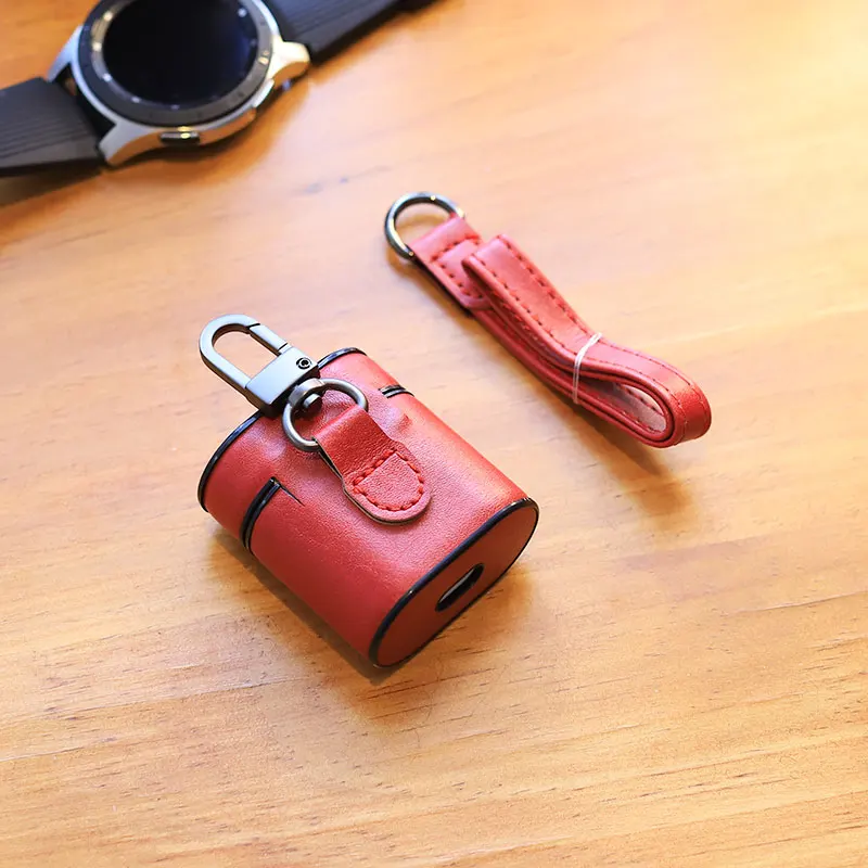 Red Роскошные кожаные чехлы для наушников для Honor FlyPods pro/huawei FreeBuds 2 pro зарядный ящик бизнес Bluetooth защитный чехол - Цвет: Red