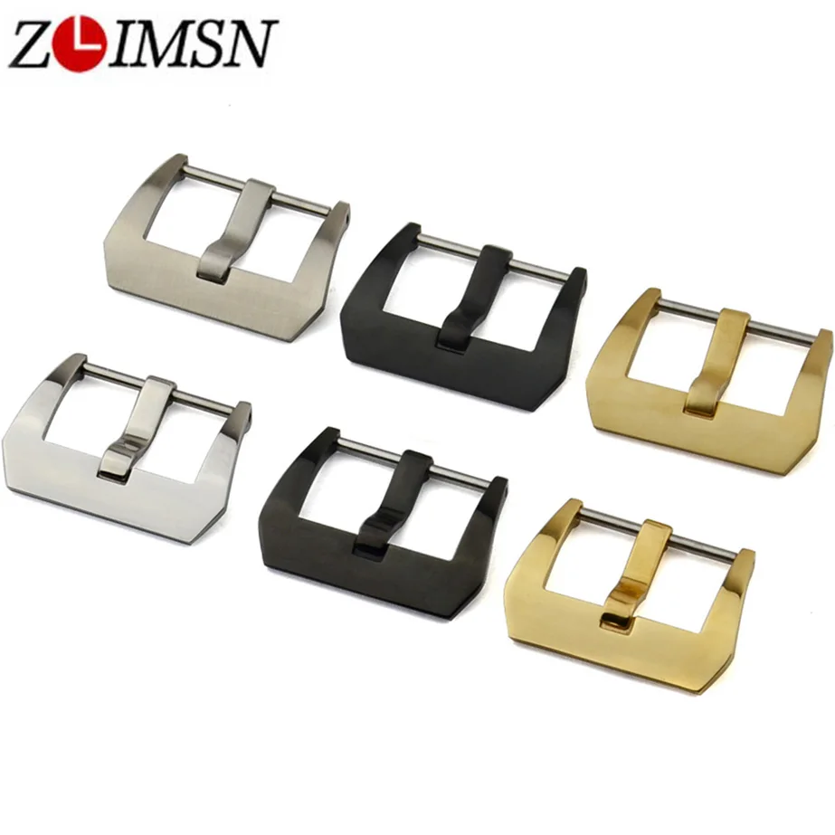 ZLIMSN-hebilla de reloj para Hombre, hebillas de Metal de repuesto de 18, 20, 22, 24 y 26mm, Color plateado, negro y dorado, 10 Uds.