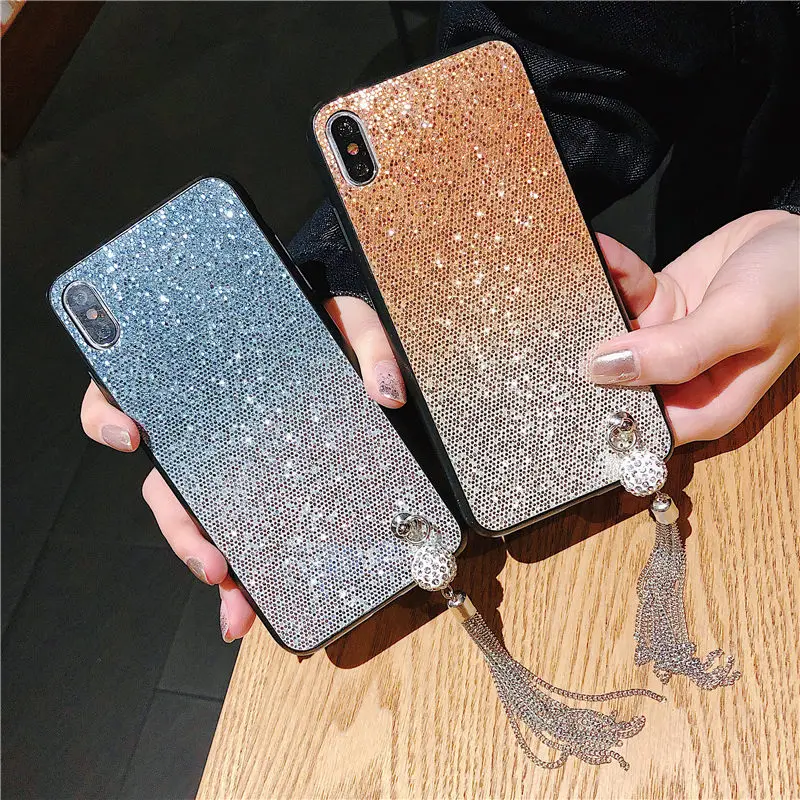 Кристальный алмазный кулон градиентный чехол с блестками для iPhone X Xs Max XR 6 6S 7 8 Plus 5