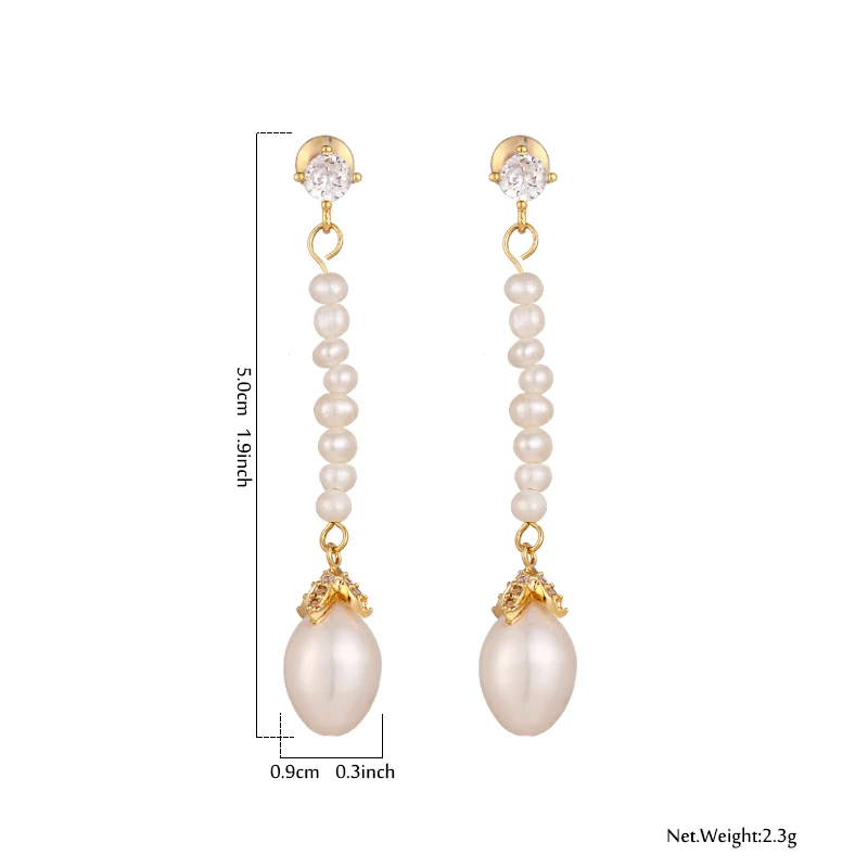 Yhpup Fashion Brand Chic Natural Pearl Chain Dangle Earrings Exquisite Charm CZ Oorbellen for Female Party Wedding Gift S925 New | Украшения