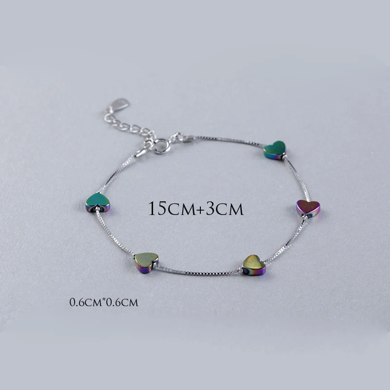 La Monada серебро 925 пробы градиентный цвет браслеты с сердечками для женщин
