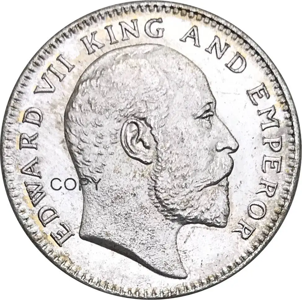 British India Edward VII King AND Emperor 1907 Half Rupee Brass Plated Silver Copy Coin | Non-currency Coins